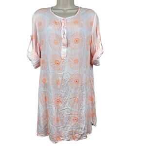 Claire Mercier St. Barth Tunic Top Blouse Beaded Hand Made White Large Beachy